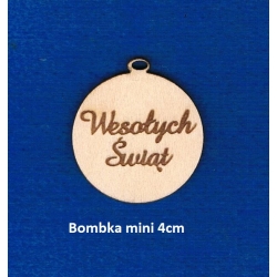 SKLEJKA #3mm Wesołych Świąt  , bombka 4cm  zawieszka , grawer / mini tabliczka